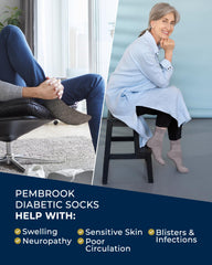 Pembrook Diabetic Socks with soft-top non-binding design reduces marks.