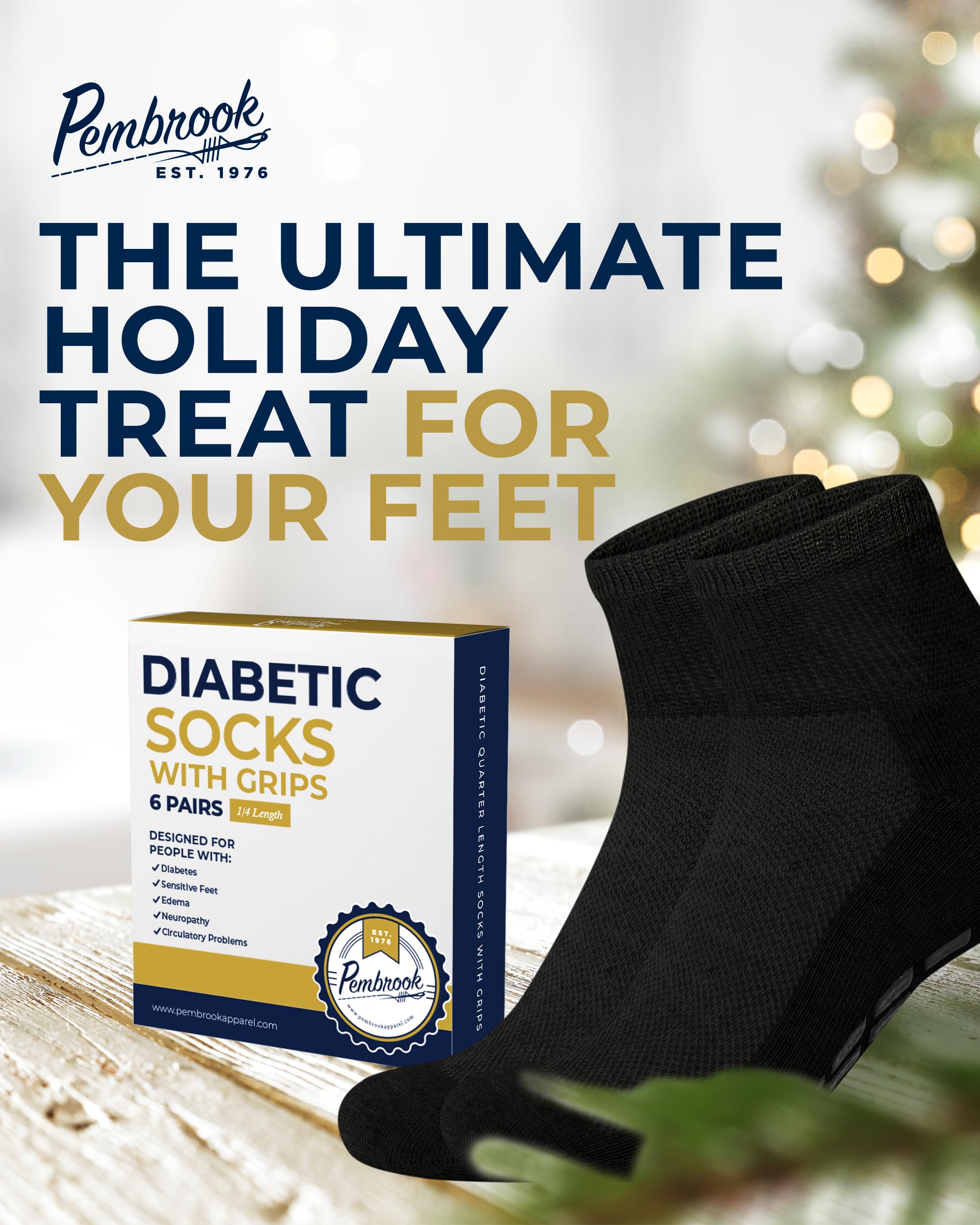 Pembrook diabetic socks loose fit suitable for swollen feet.