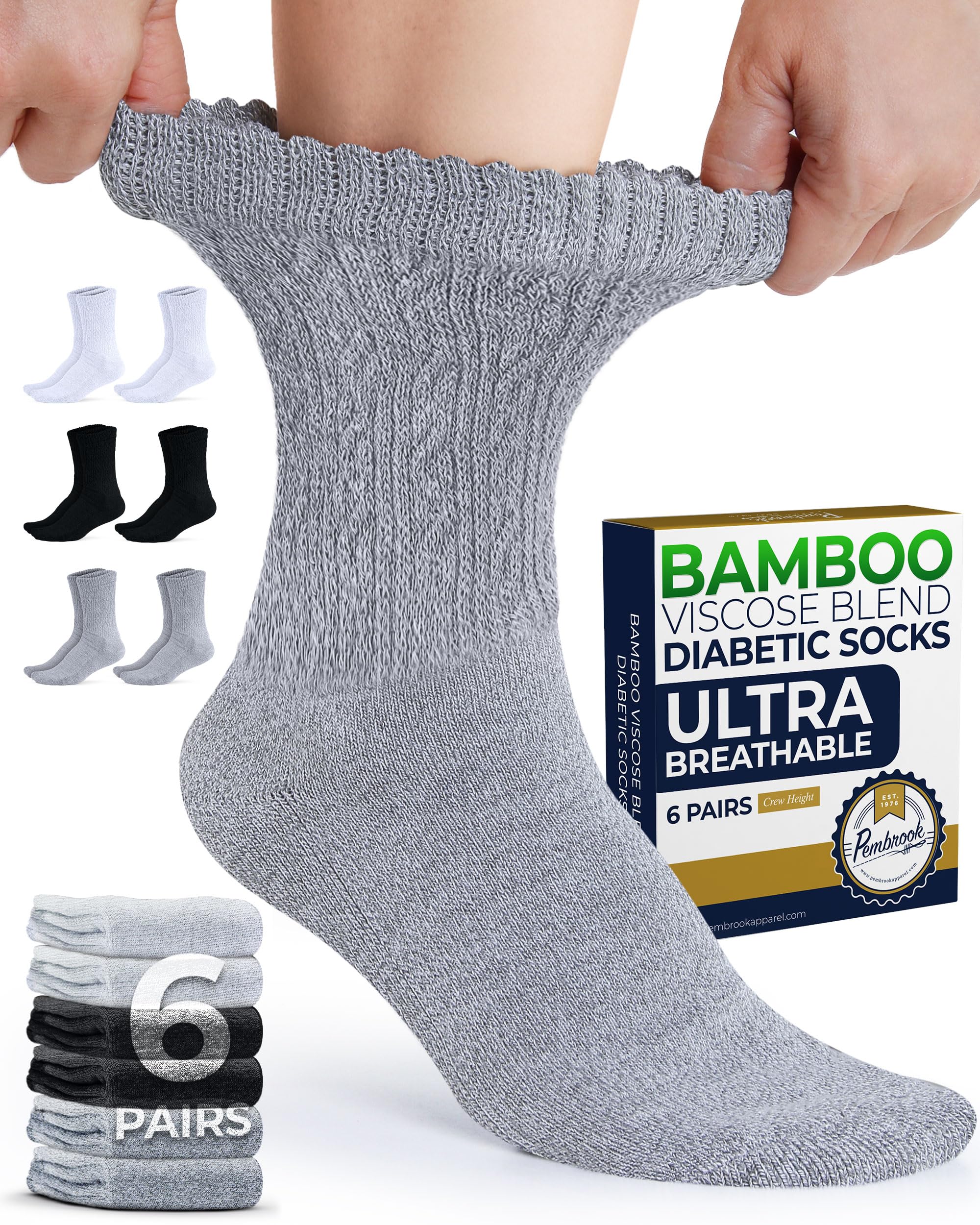 Pembrook diabetic socks for women with bamboo cooling fabric for all-day comfort.