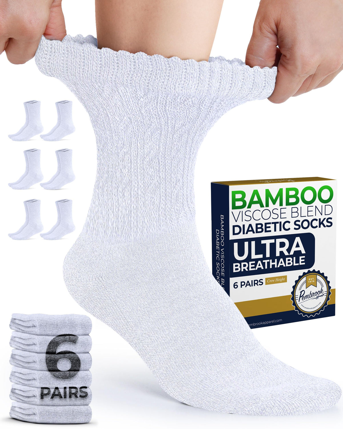Pembrook Diabetic Socks for Women in cable knit with bamboo for all-day comfort.