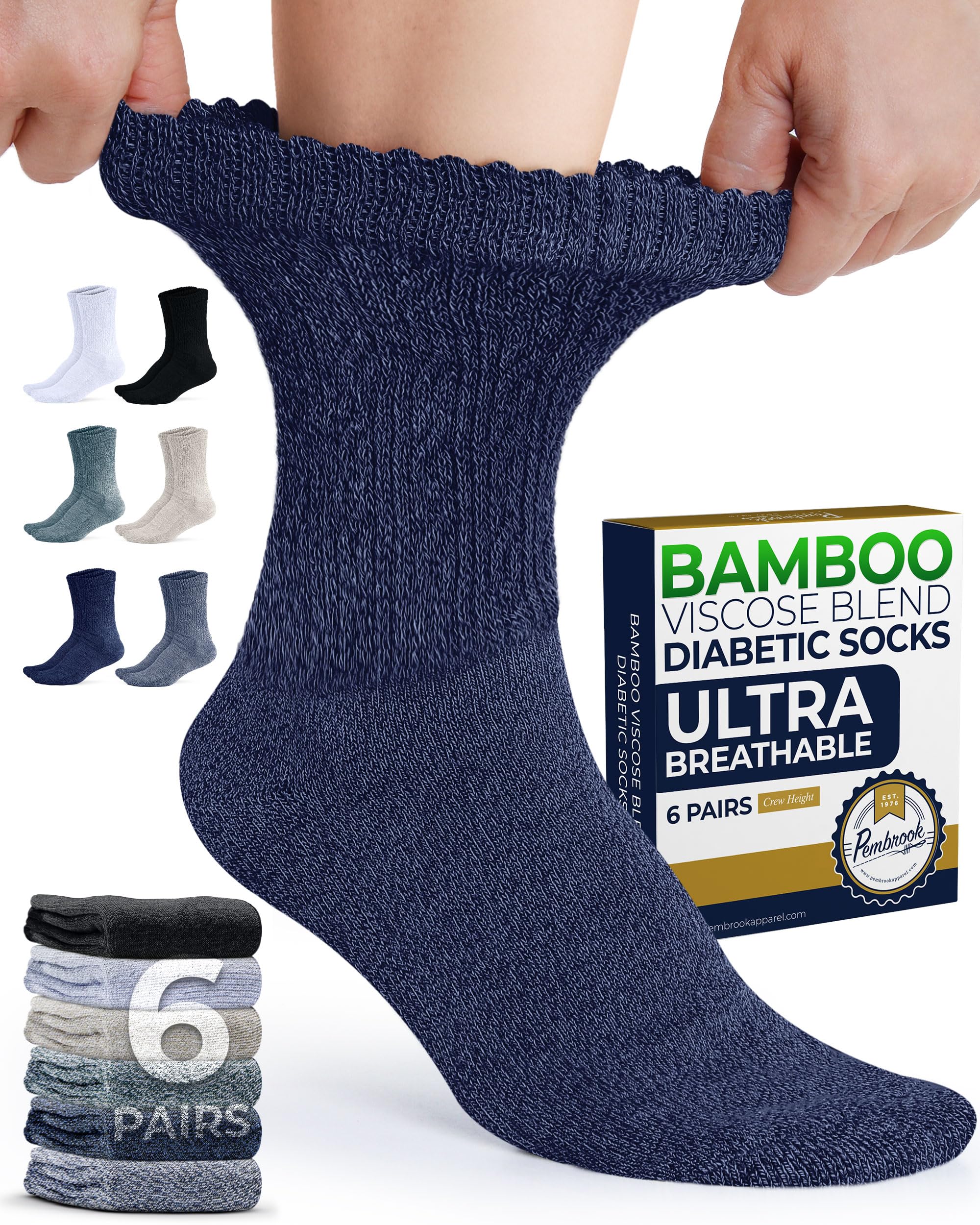 Pembrook Diabetic Socks for Women with cooling bamboo viscose for all-day comfort.