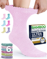 Pembrook diabetic socks for women pack shot showing six pastel colors for everyday comfort.