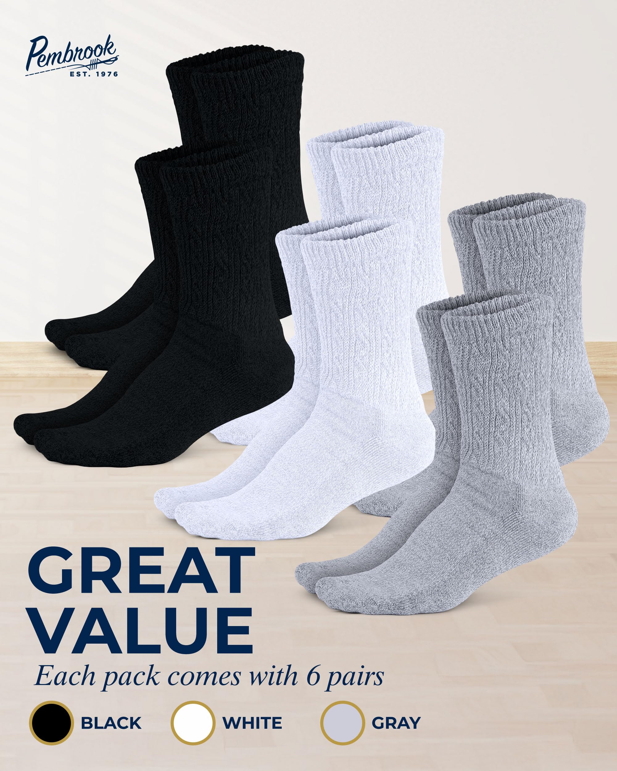 Pembrook bamboo viscose socks offer moisture-wicking durability.