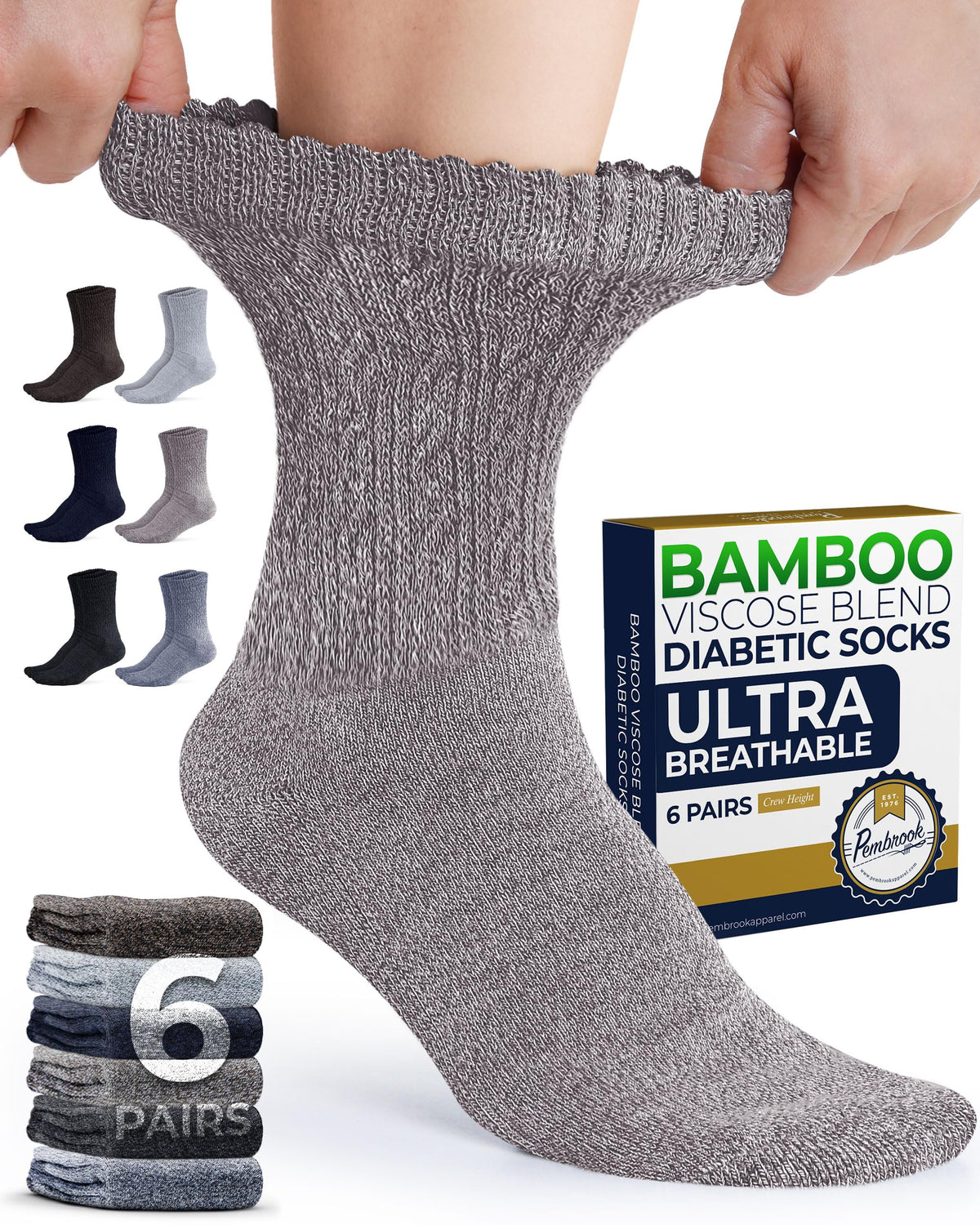 Pembrook women’s diabetic socks in cable knit, front view for all-day comfort.
