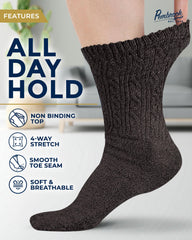 Pembrook diabetic socks, side view showing stretch and secure fit.