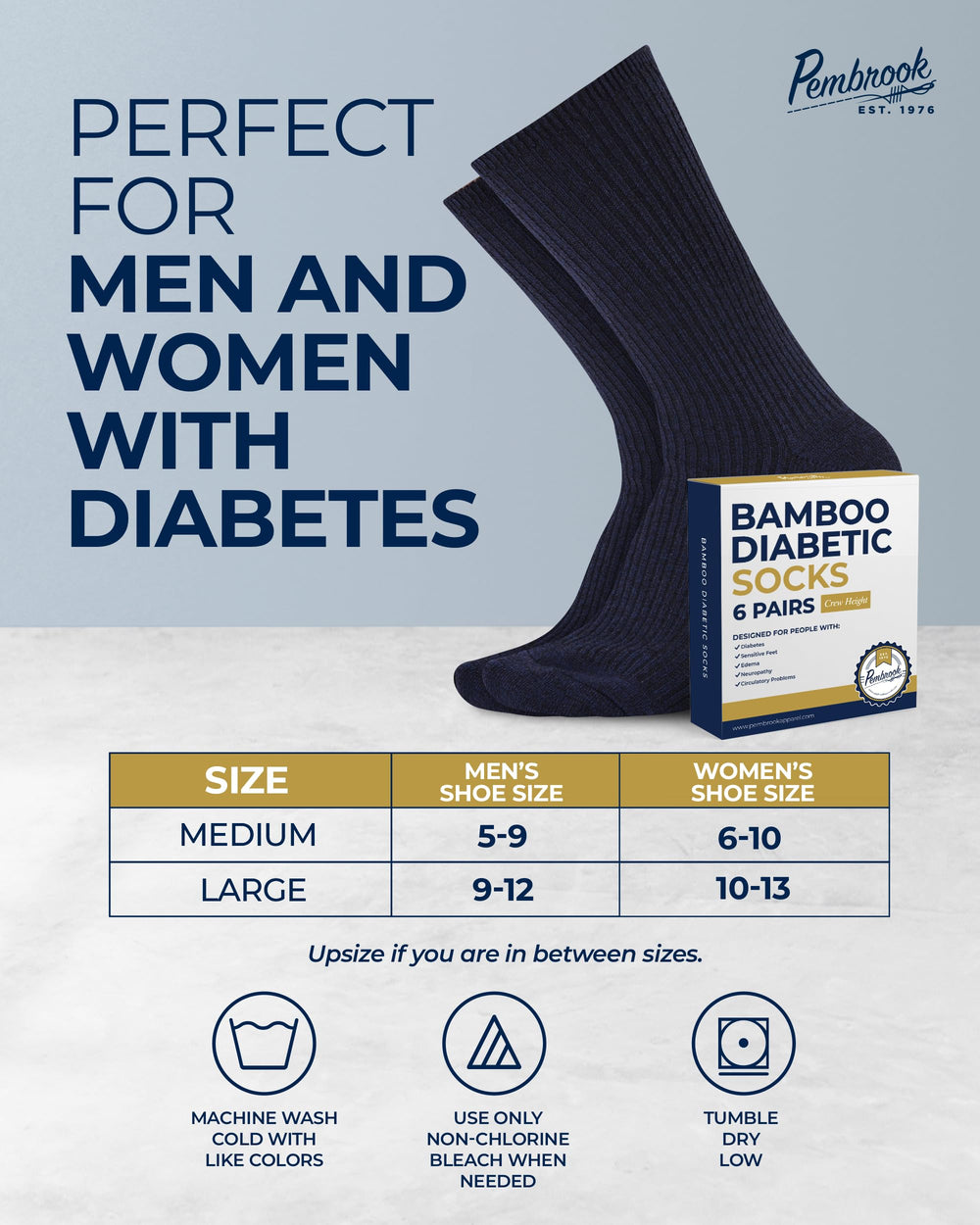 Pembrook diabetic socks with Diabetes Council endorsement for trusted daily comfort.
