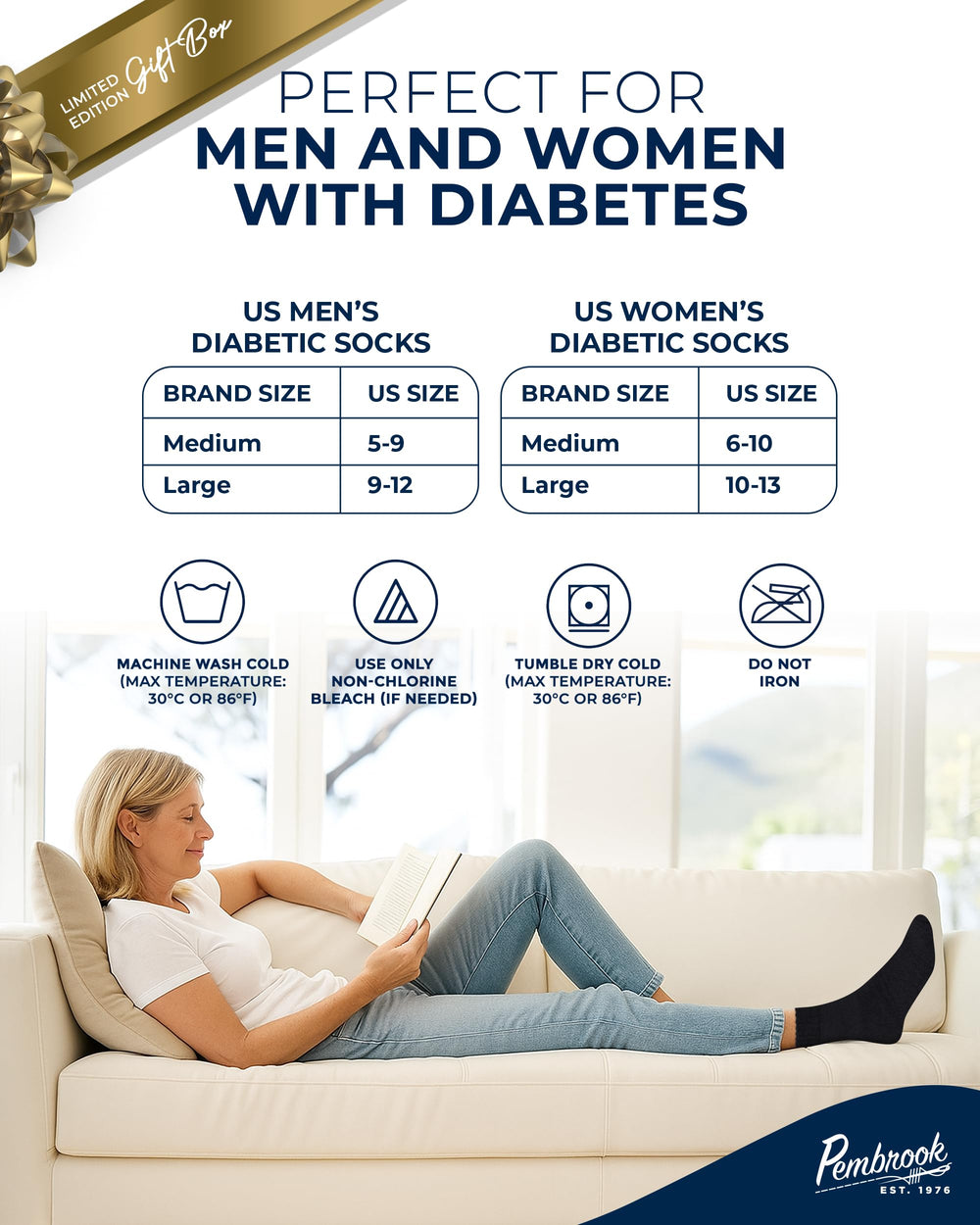 Pembrook machine-washable diabetic socks durability