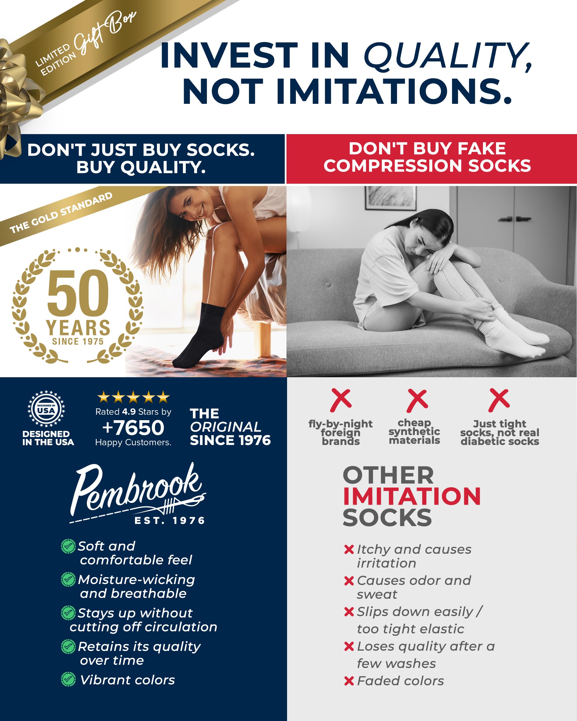 Pembrook non-binding diabetic socks for men