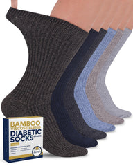 Pembrook ribbed knit bamboo diabetic socks for women in a 6-pack, all-day comfort.