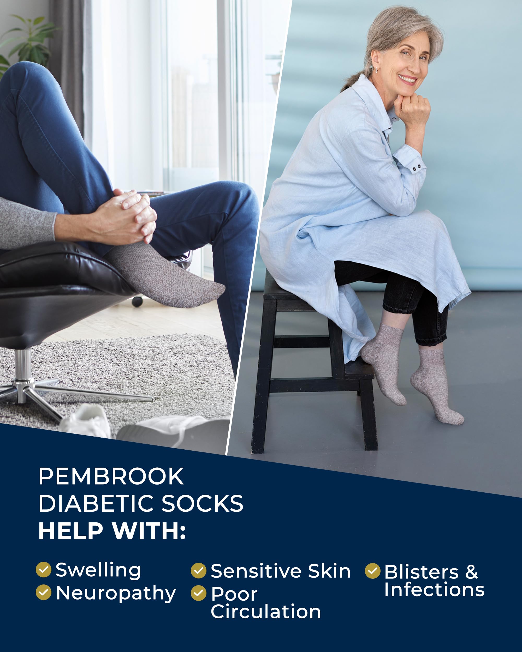 Pembrook smooth toe seams reduce irritation for comfortable everyday wear.