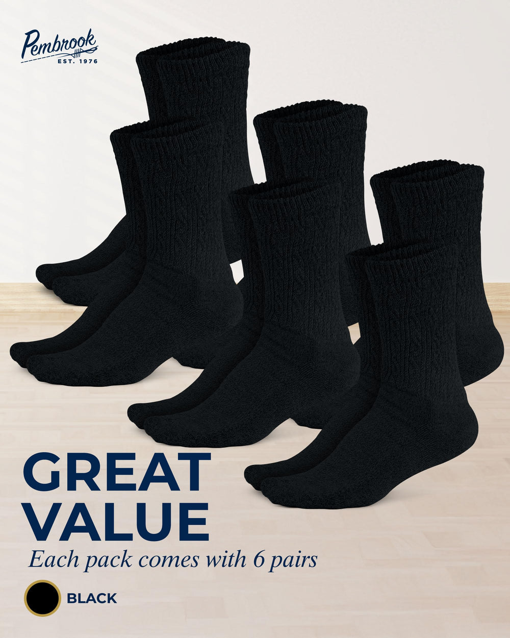 Pembrook 6-pack with versatile colors for everyday wear.