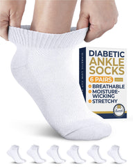 Pembrook white diabetic socks close-up with stretch top for comfort