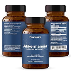 Pendulum Akkermansia live-strain capsule image shows viable microbes reaching the gut.