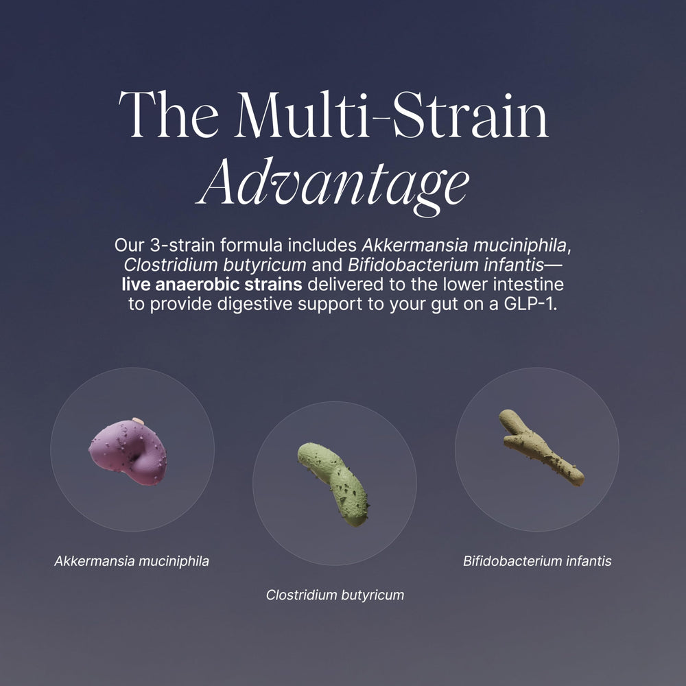 Pendulum GLP-1 Probiotic label highlighting the three-strain blend