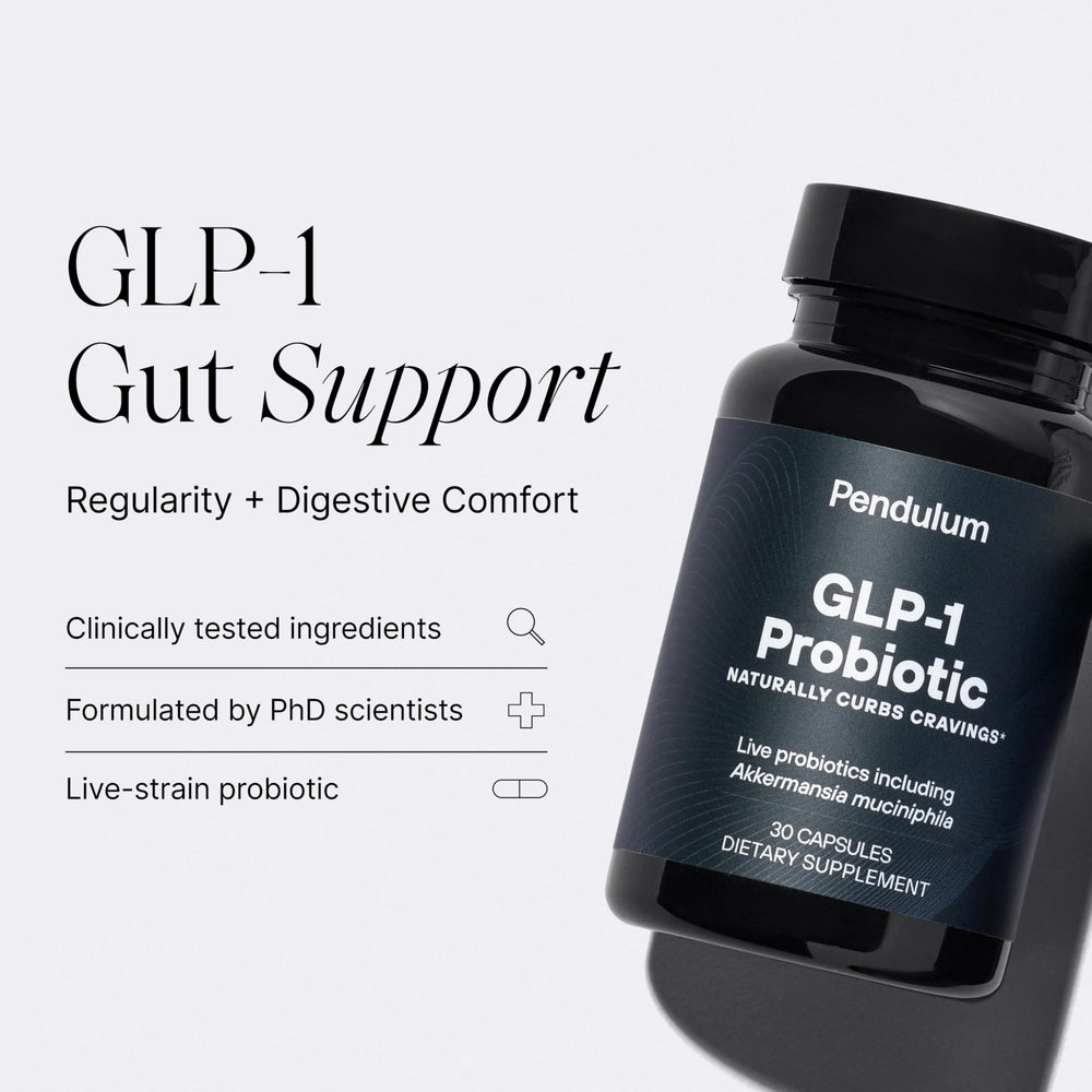 Pendulum GLP-1 Probiotic SCFA diagram illustrating propionate, butyrate, acetate