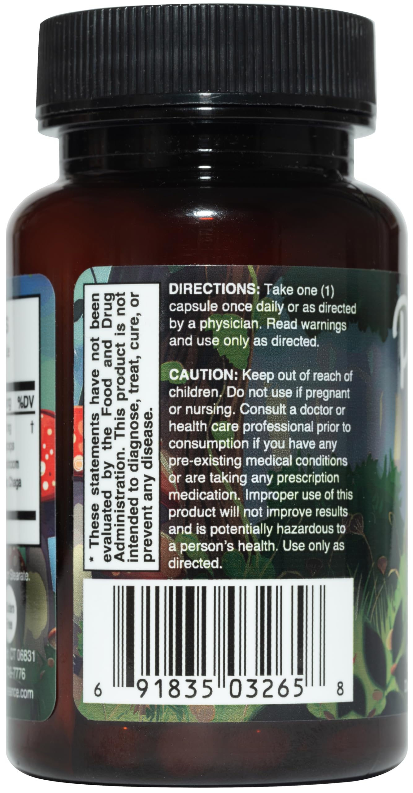 Pentaspore ingredients label showing five functional mushrooms
