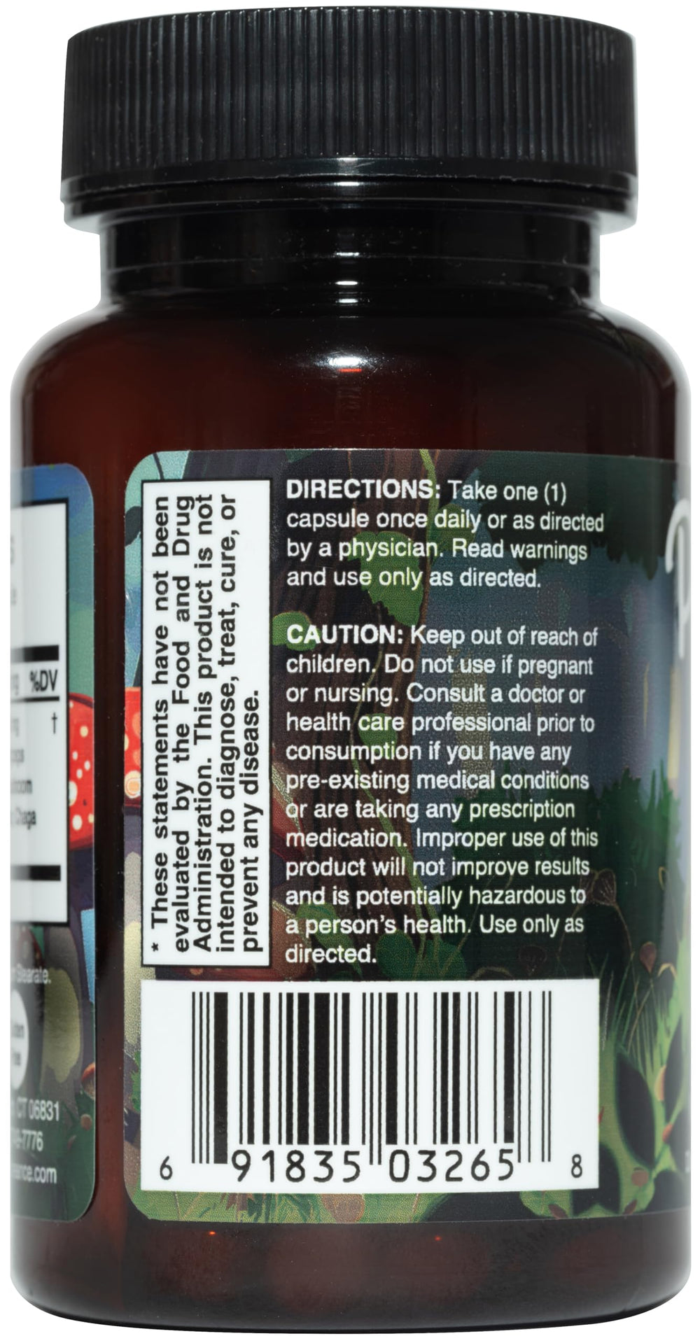Pentaspore ingredients label showing five functional mushrooms