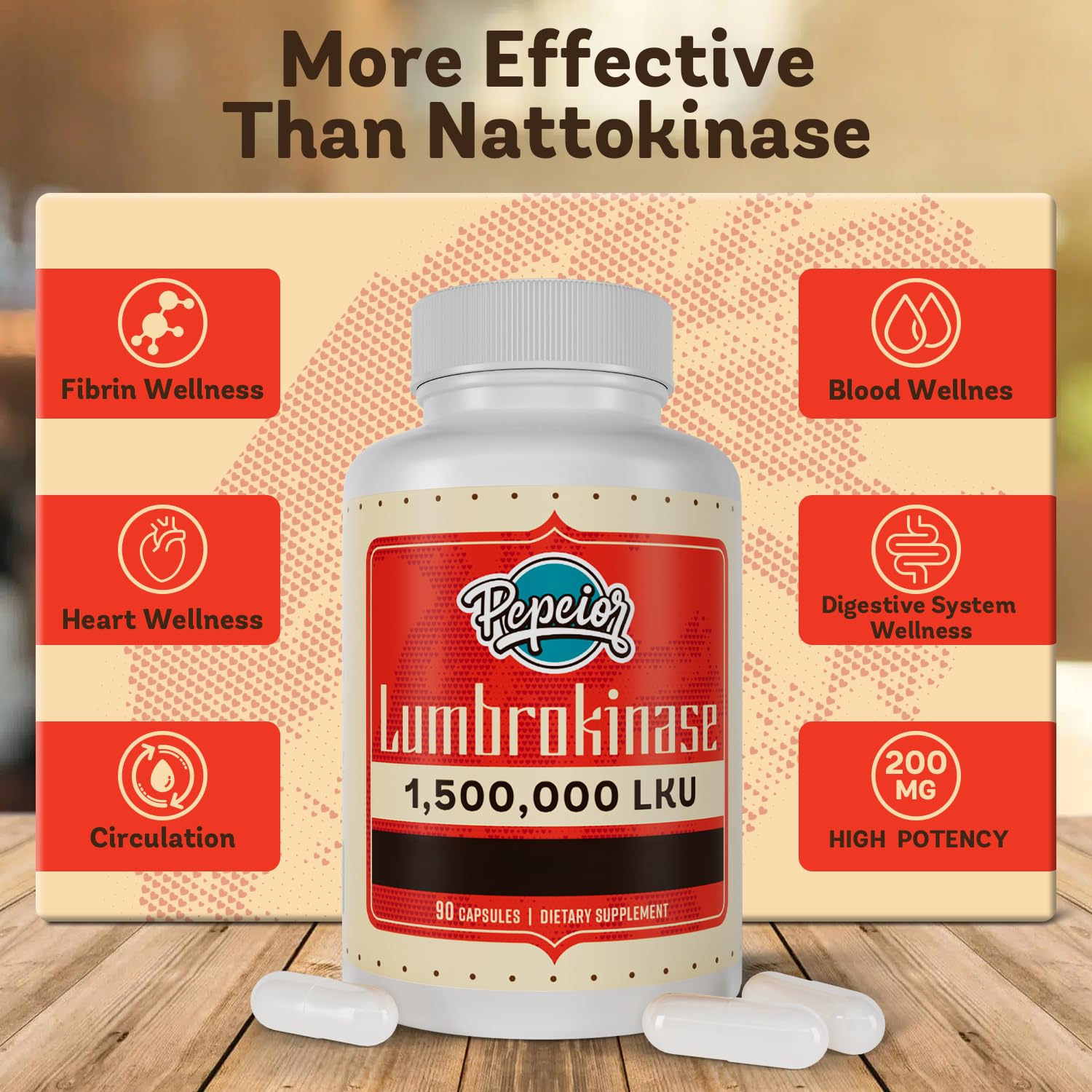 Pepeior Lumbrokinase capsules in hand for portable daily use.