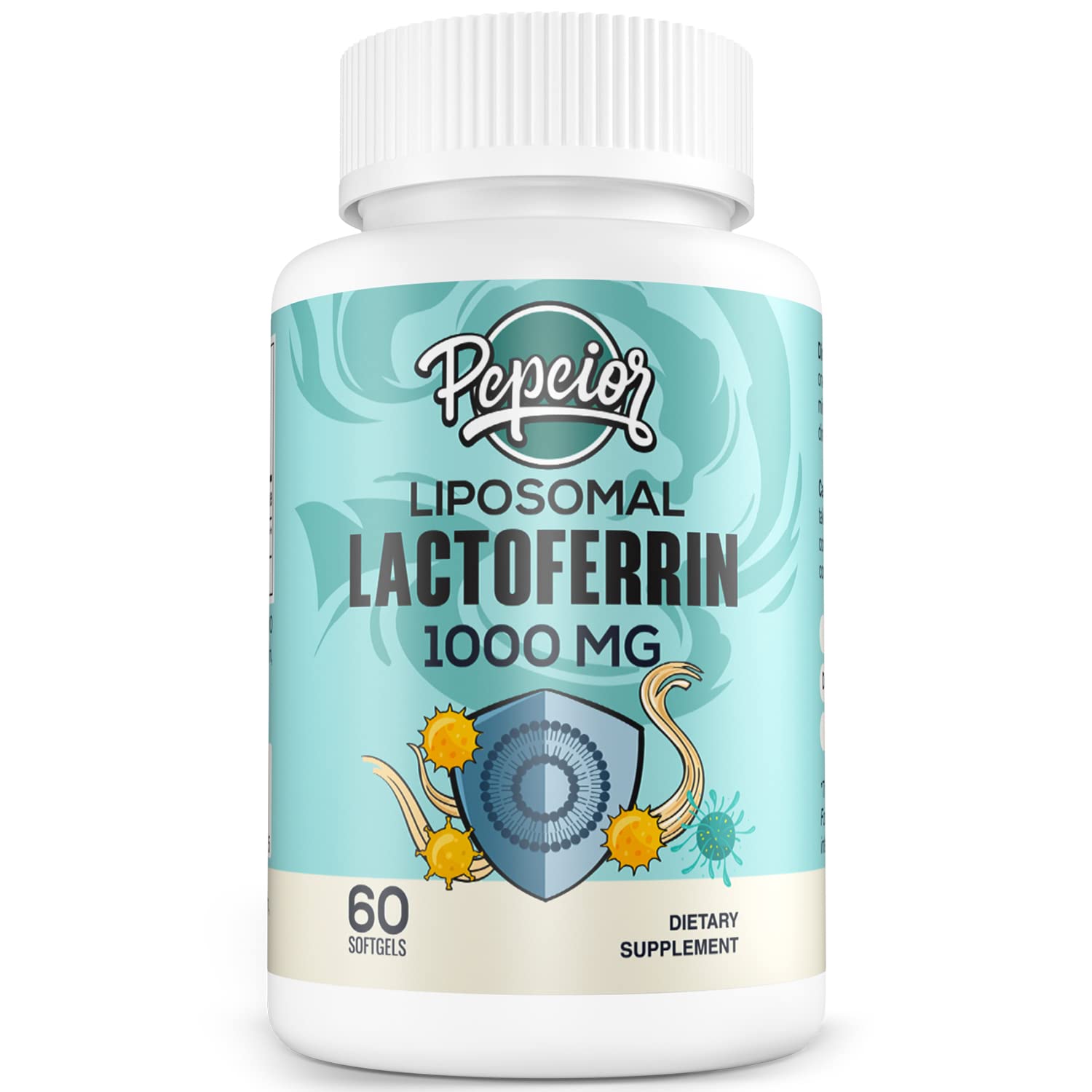 Pepeior lactoferrin label emphasizing purity and quality for reliable supplementation.