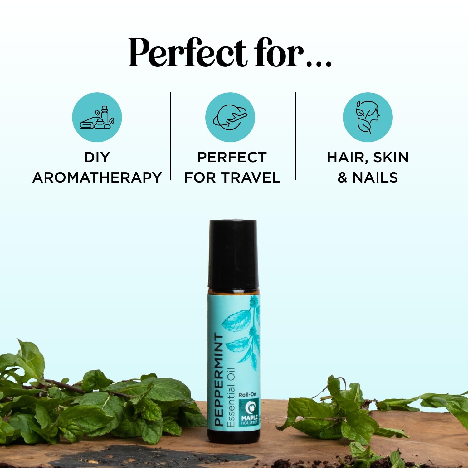Peppermint oil roll-on in hand ready for use during errands