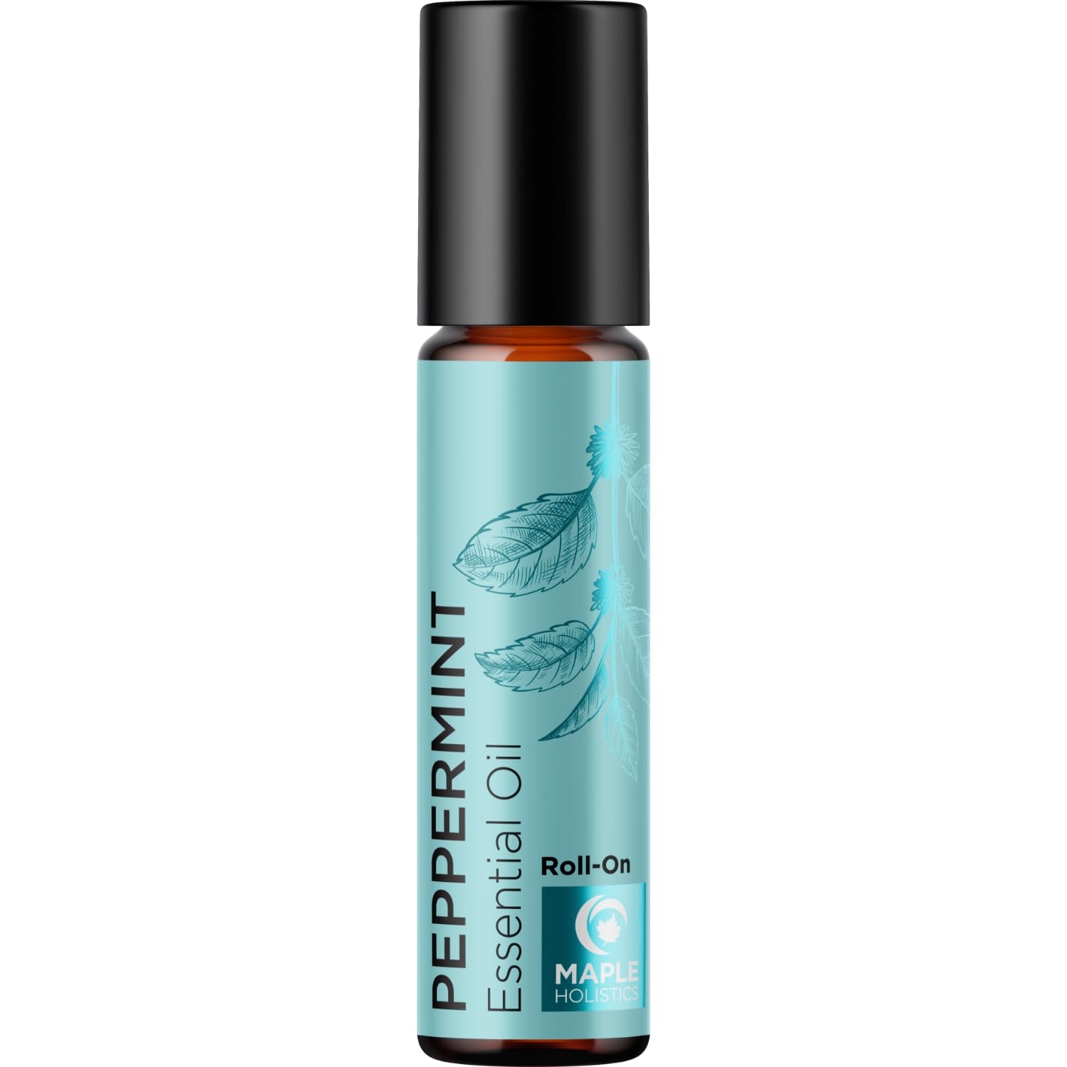 Maple Holistics peppermint oil roll-on on desk scene for focus boost
