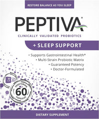 Peptiva 26 Billion CFU probiotic bottle promoting daily digestive balance.