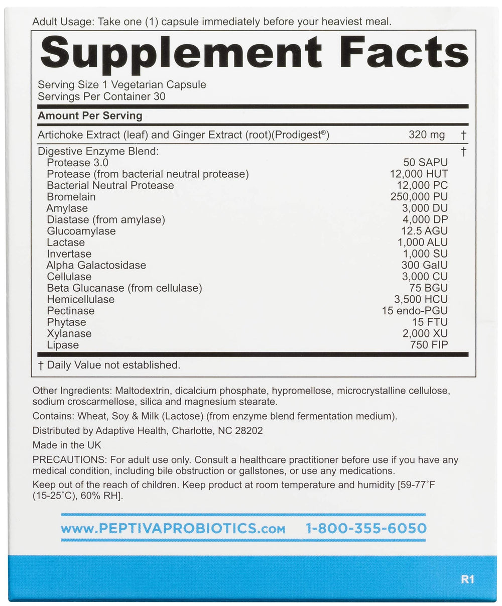 Peptiva enzyme pills close-up highlighting broad digestive enzymes for meals.