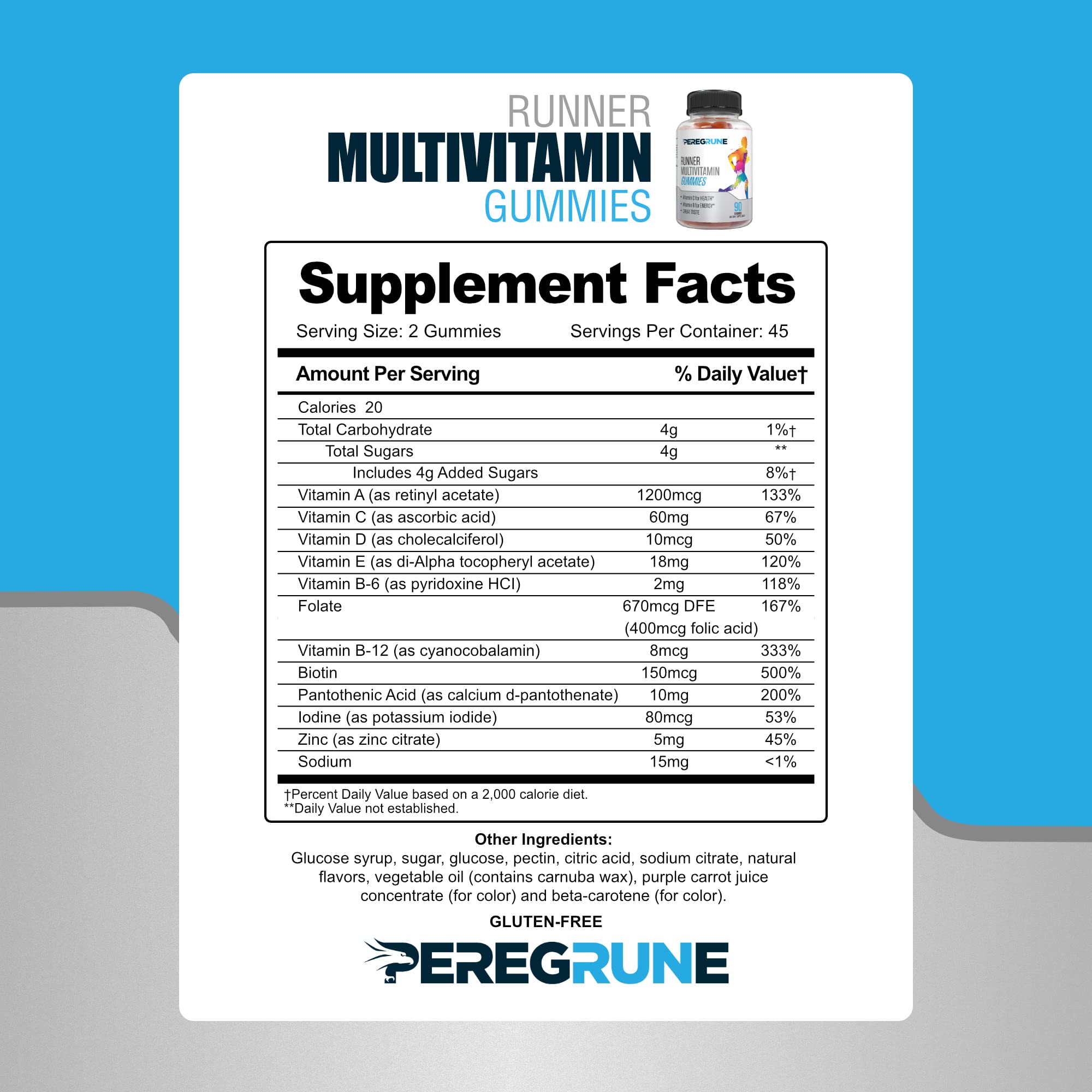 PEREGRUNE NSF GMP-certified manufacturing badge shown with gummies