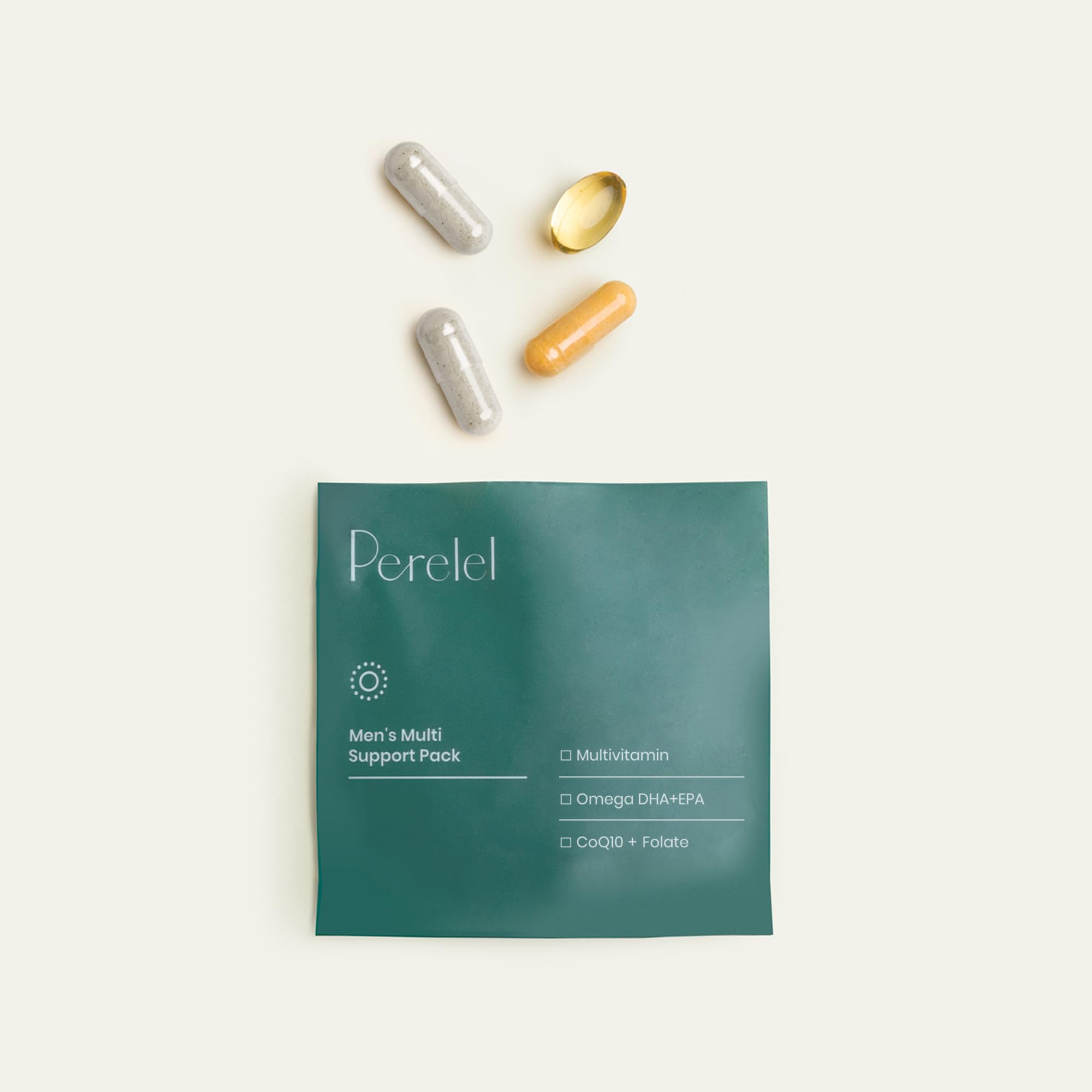 Perelel CoQ10 and Folate capsule for nutrient variety in a daily pack