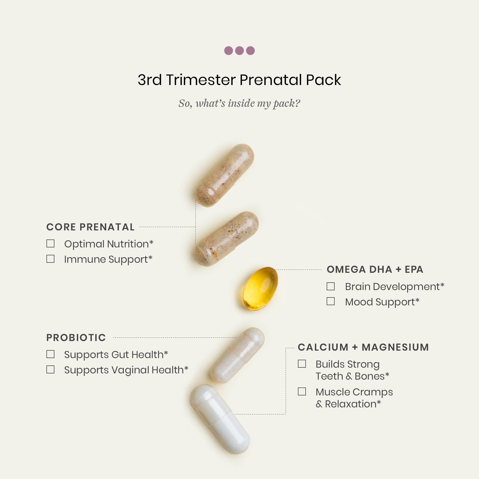 Perelel Omega DHA softgel delivering daily fatty acids for mom during late pregnancy.