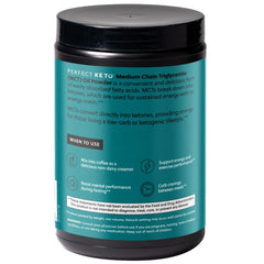 Perfect Keto 7g MCT Oil Powder scoop measuring a serving