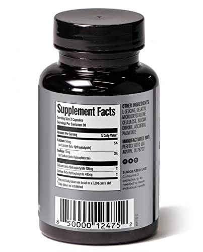 Perfect Keto goBHB capsules label front highlighting ketosis support.