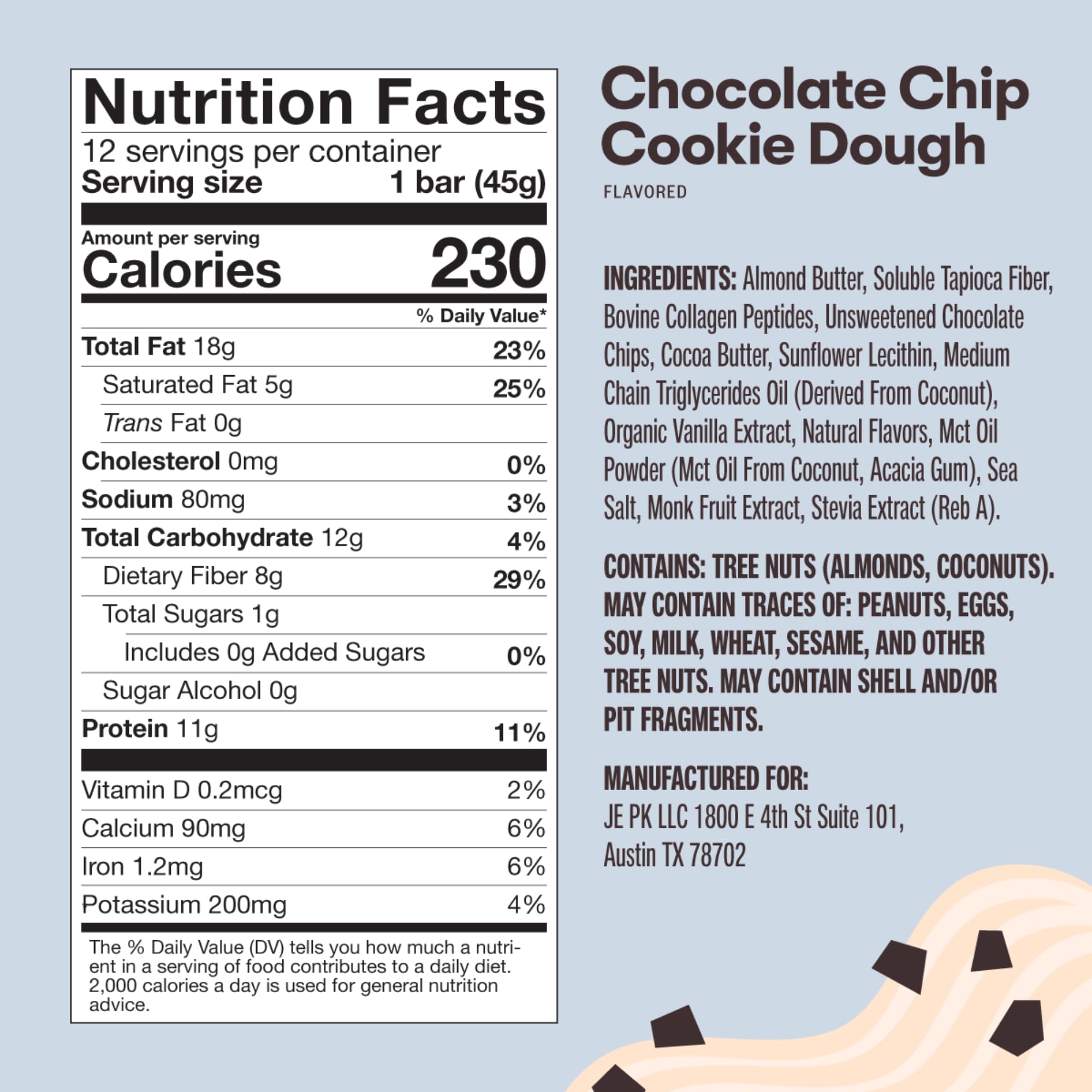 Perfect Keto Collagen Bar Chocolate Chip pictured as a portable on-the-go snack.