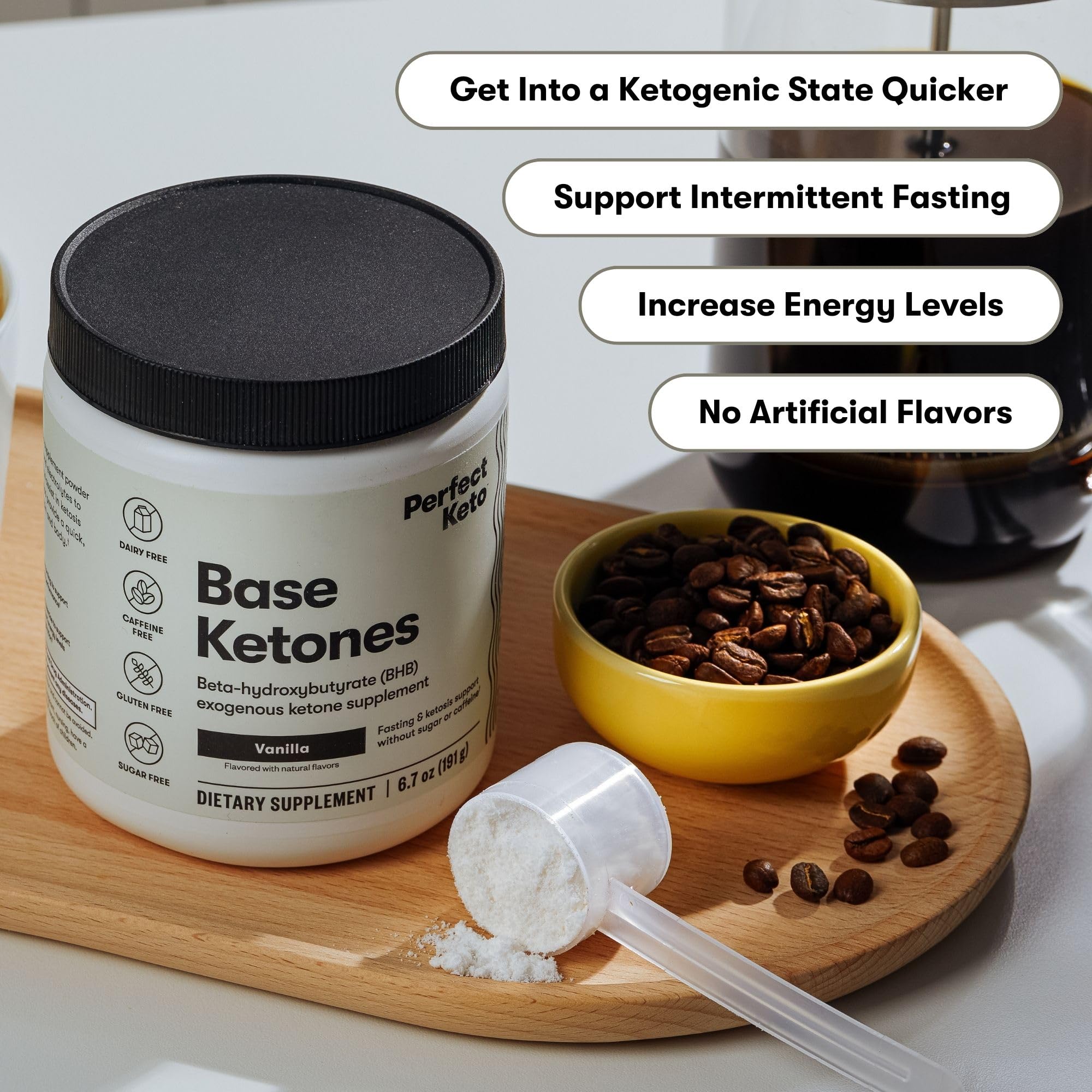 A shaker bottle holds the ketones mixture ready for workouts.