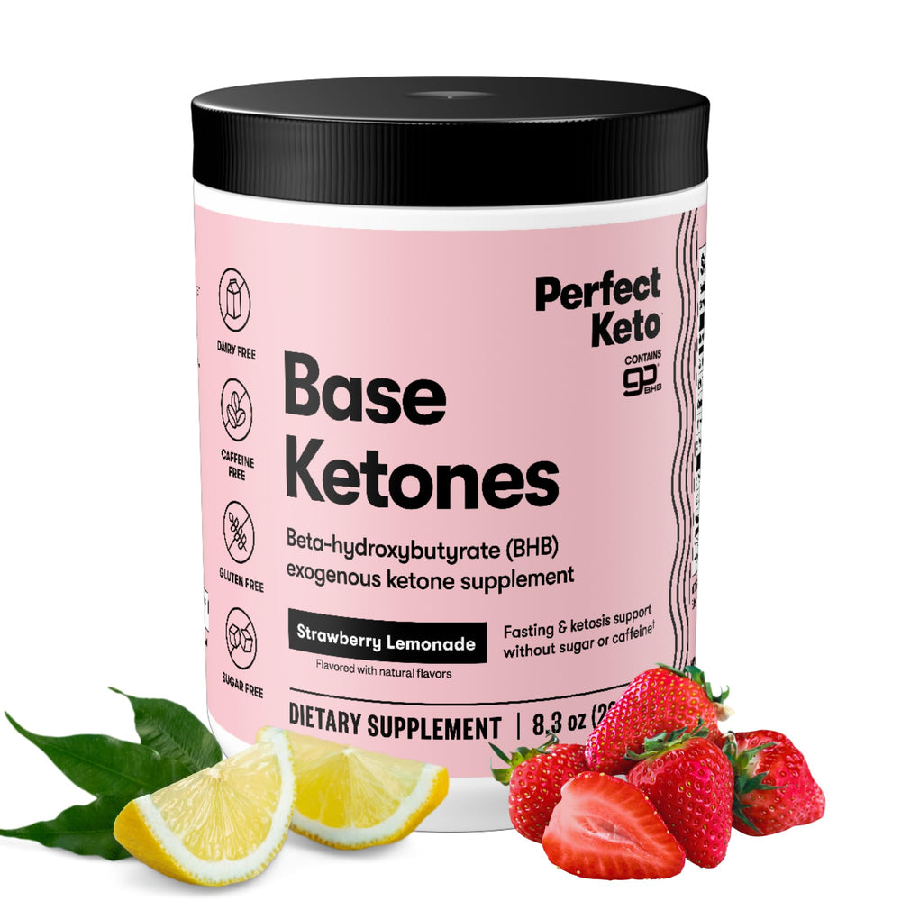 Perfect Keto Exogenous Ketones strawberry lemonade tub for ketosis support and taste