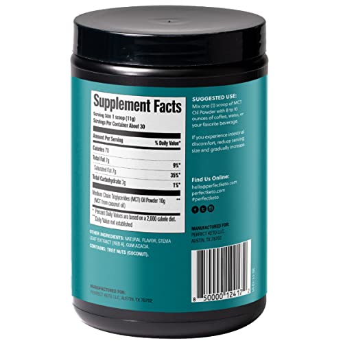 Perfect Keto vanilla MCT powder in coffee cup creating dairy-free creamy texture