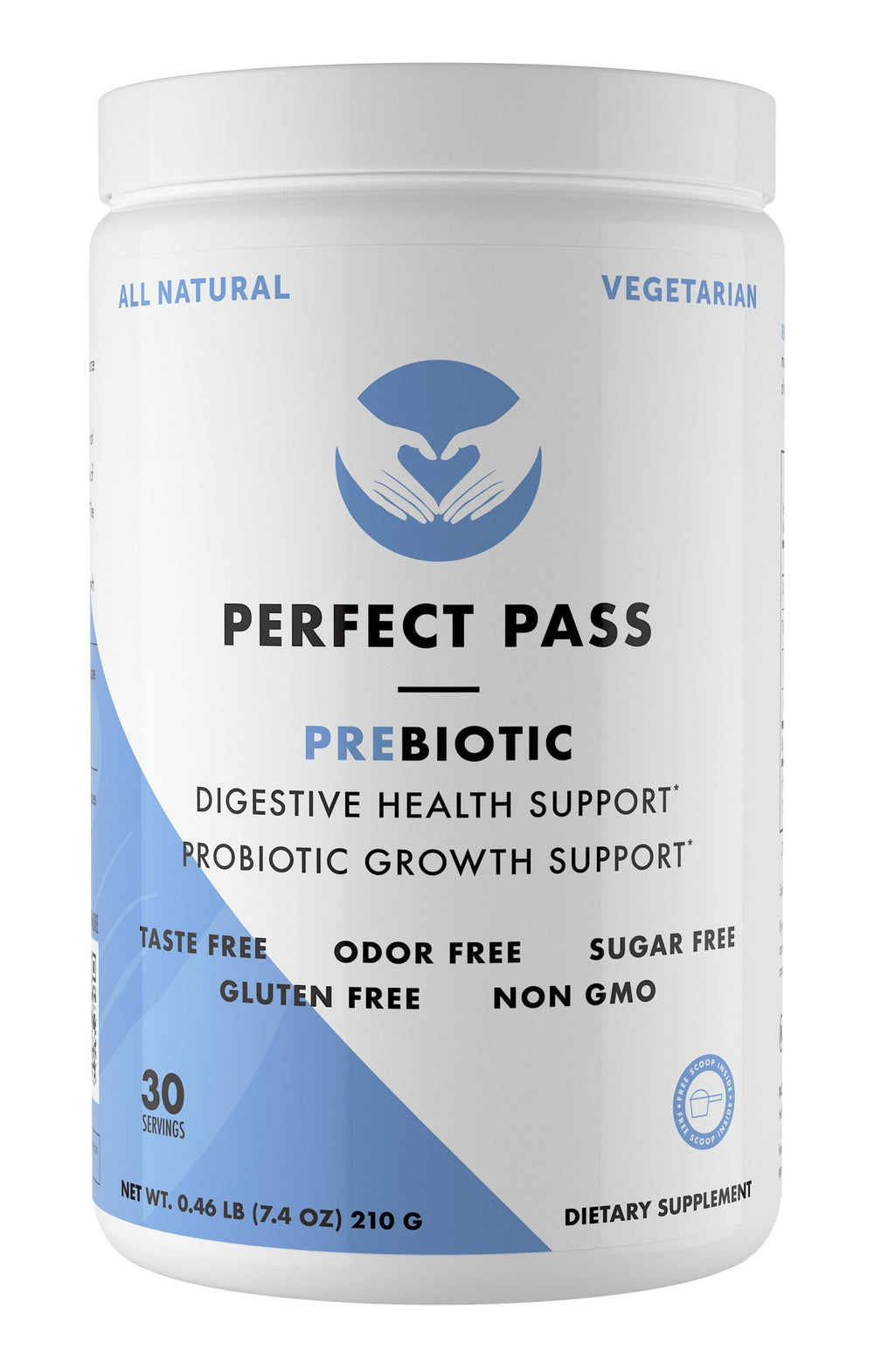 PERFECT PASS prebiotic PHGG powder jar ready for daily gut support.