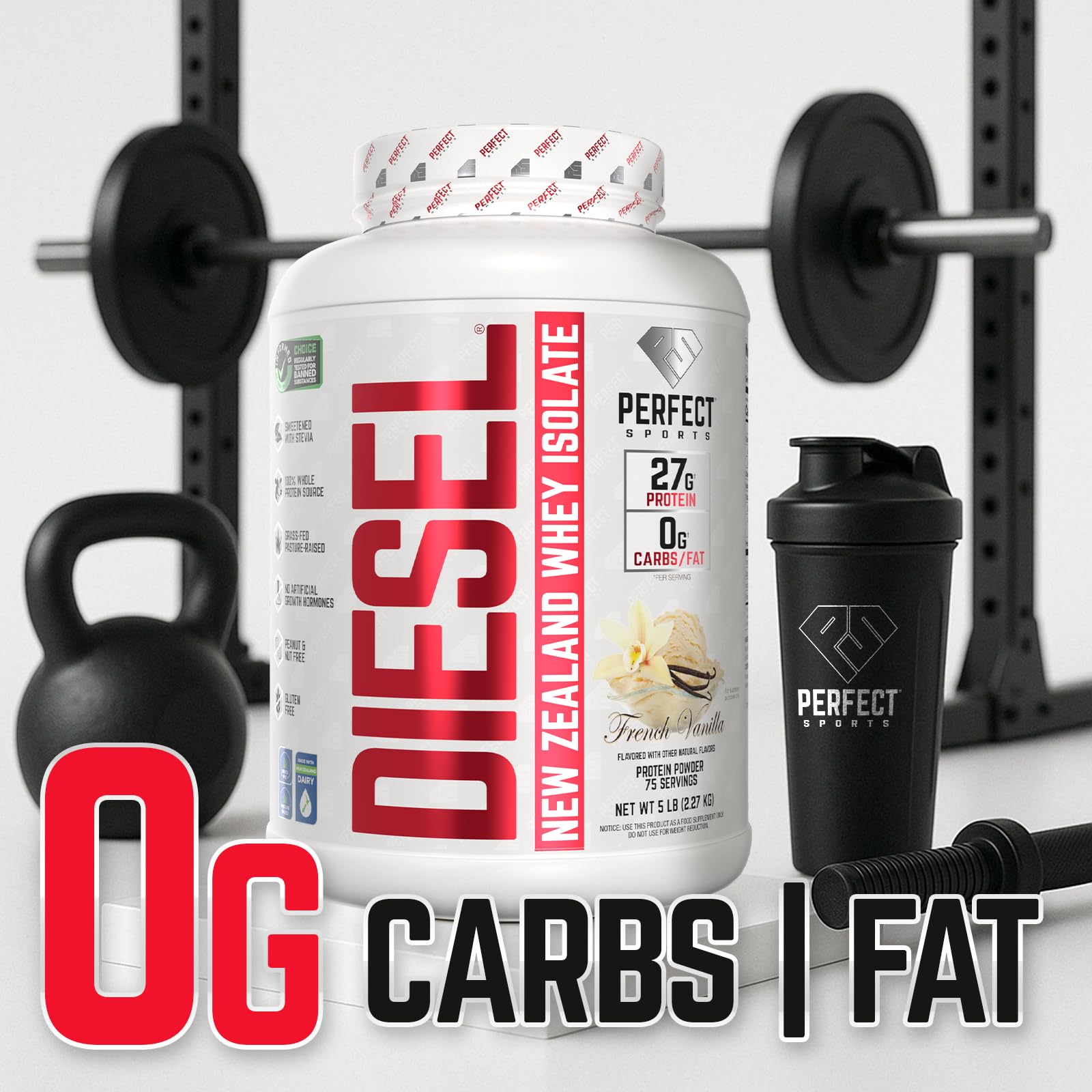Prepared Diesel whey shake in a glass with creamy texture.