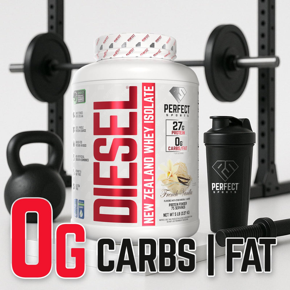 Prepared Diesel whey shake in a glass with creamy texture.