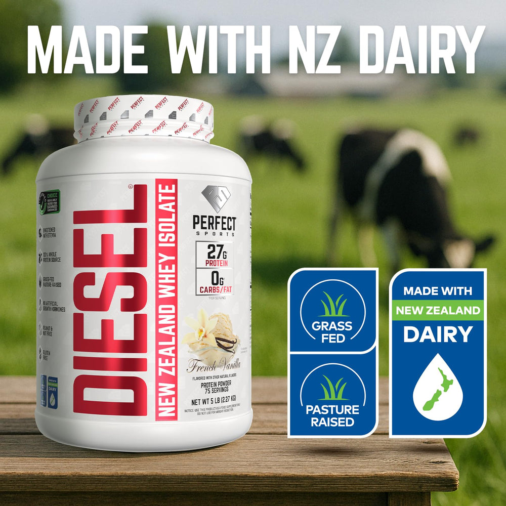 Diesel whey scoop illustrating convenient, accurate protein dosing.