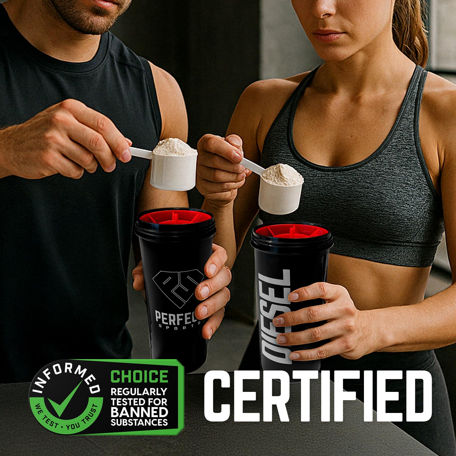 Diesel whey vanilla flavor tub emphasizing keto-friendly nutrition.