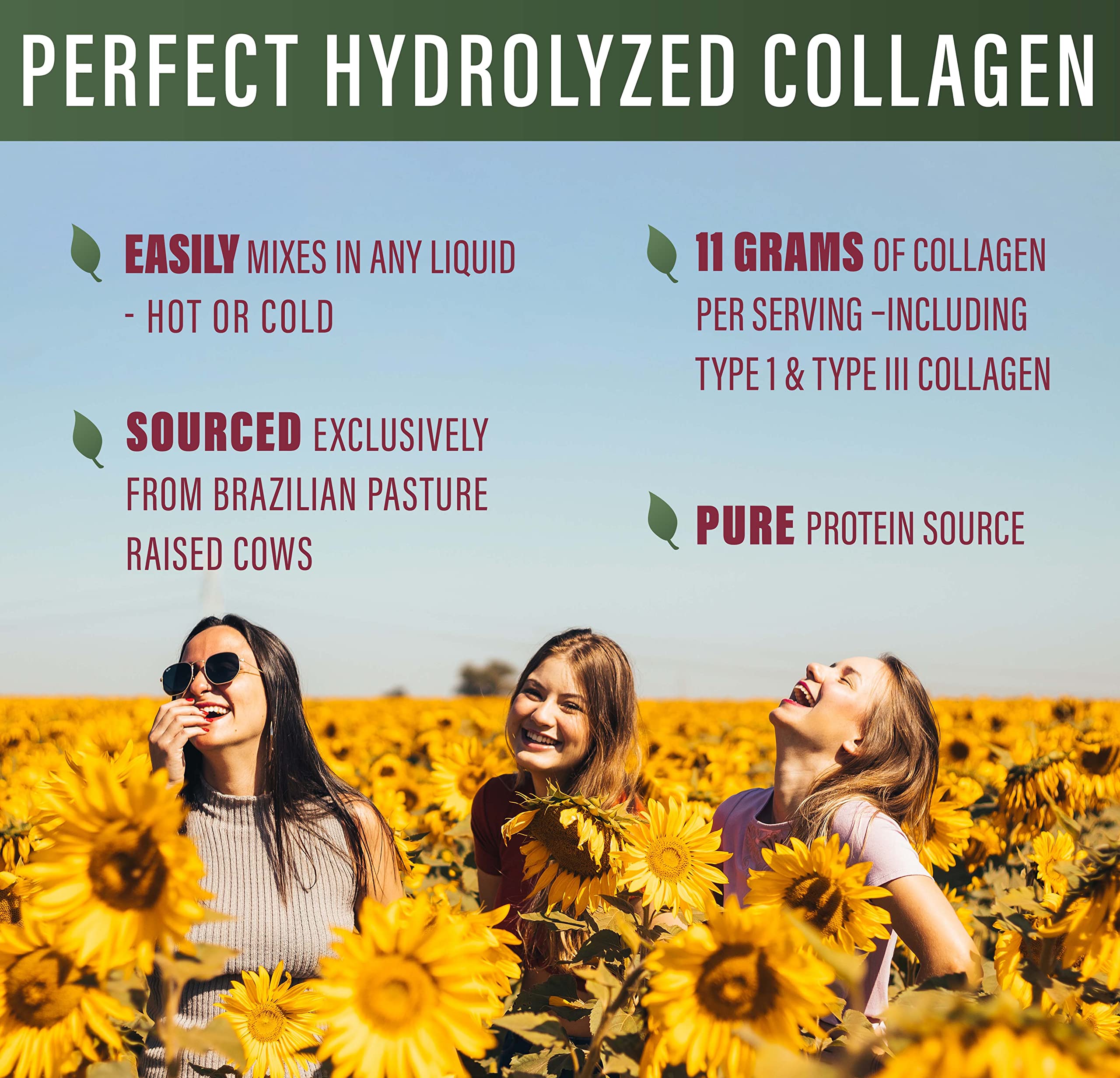 Perfect Supplements collagen powder dissolves in cold drinks, ideal everyday smoothies