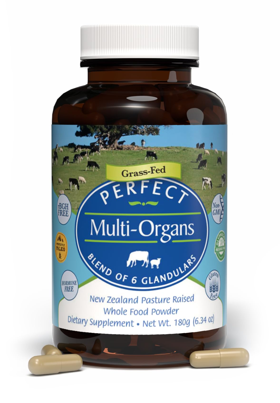 Perfect Supplements Perfect Multi-Organs bottle front highlights a nutrient-dense glandular blend.