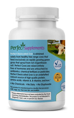 Nutrition label showing vitamins A and B and iron with liver capsules.