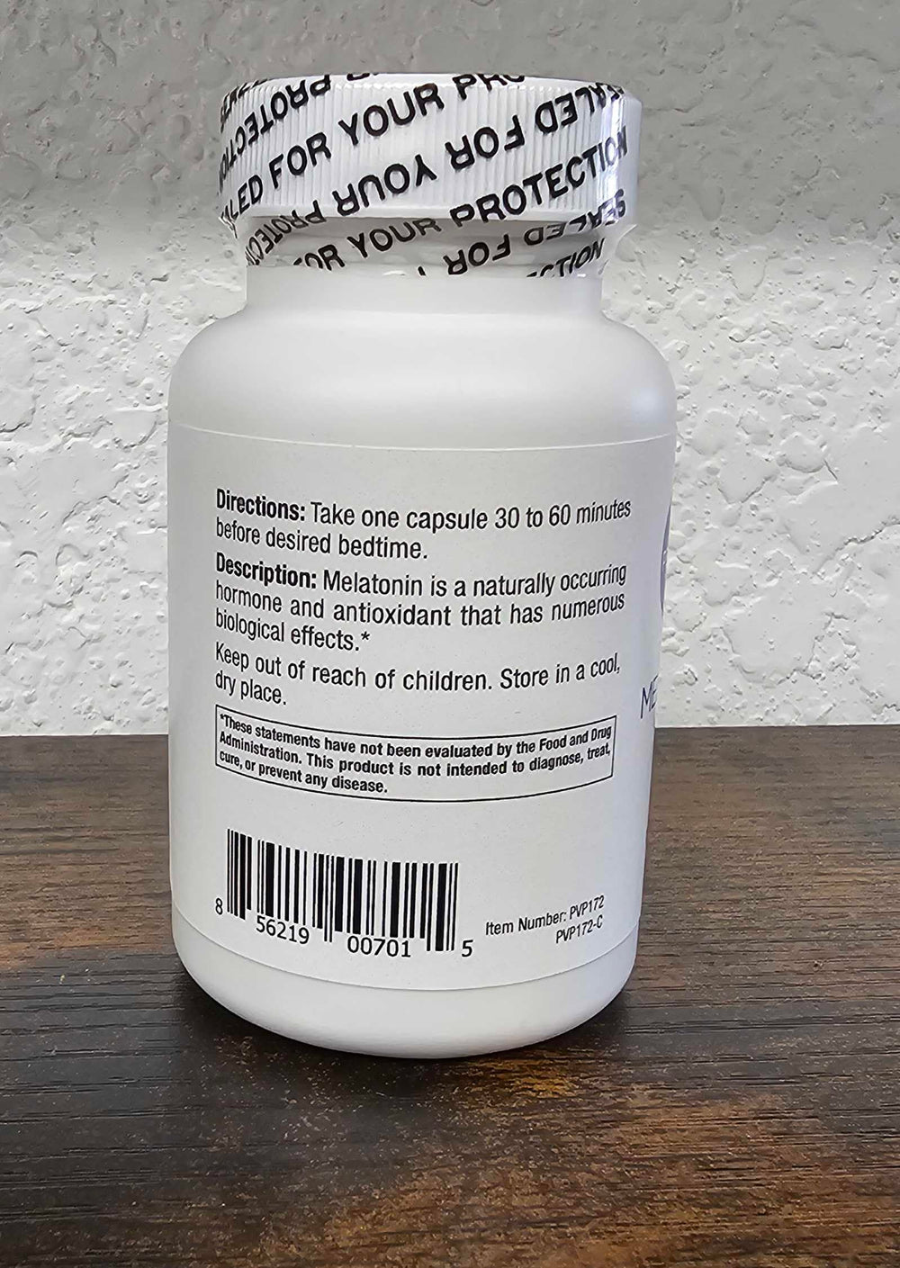 Perfect Vitamin Products melatonin 60mg gluten-free label communicates allergy-conscious choice