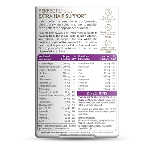 Perfectil Hair capsules close-up highlighting vitamins for hair growth