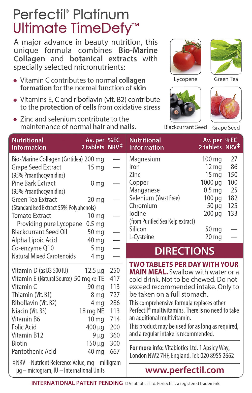 Perfectil Platinum pine bark extract image emphasizes antioxidant support