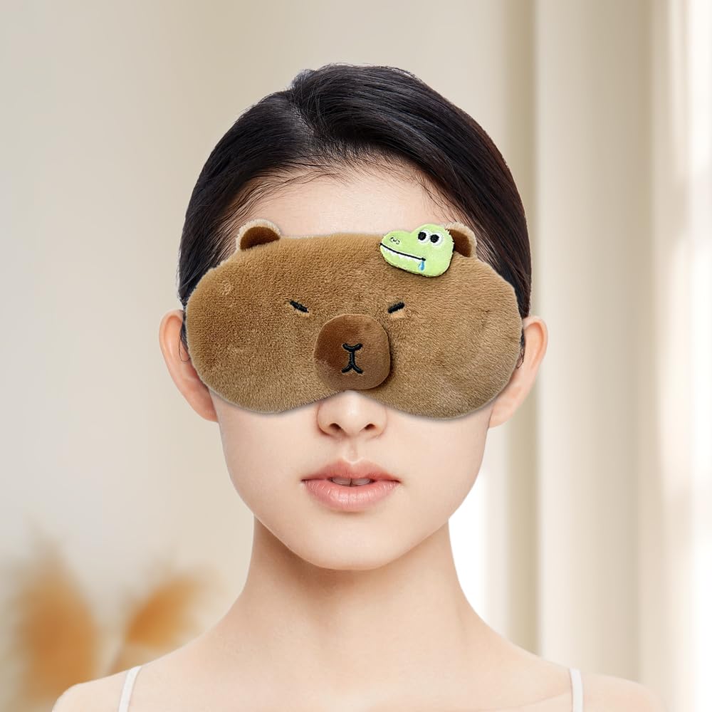 PERFECTSIGHT Capybara eye mask in hand highlights soft texture and size