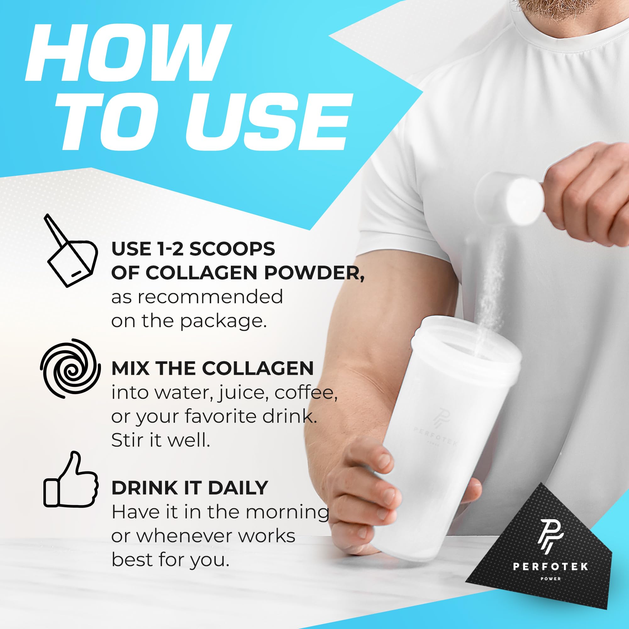 Perfotek Collagen Powder ingredients label highlights grass-fed, non-GMO sourcing.