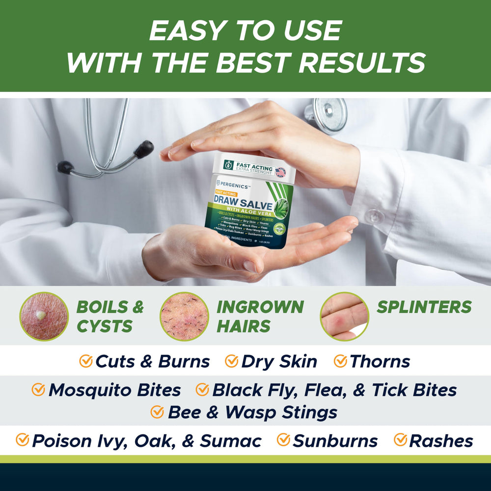 Pergenics Drawing Salve 1 oz bottle showcased for easy application.